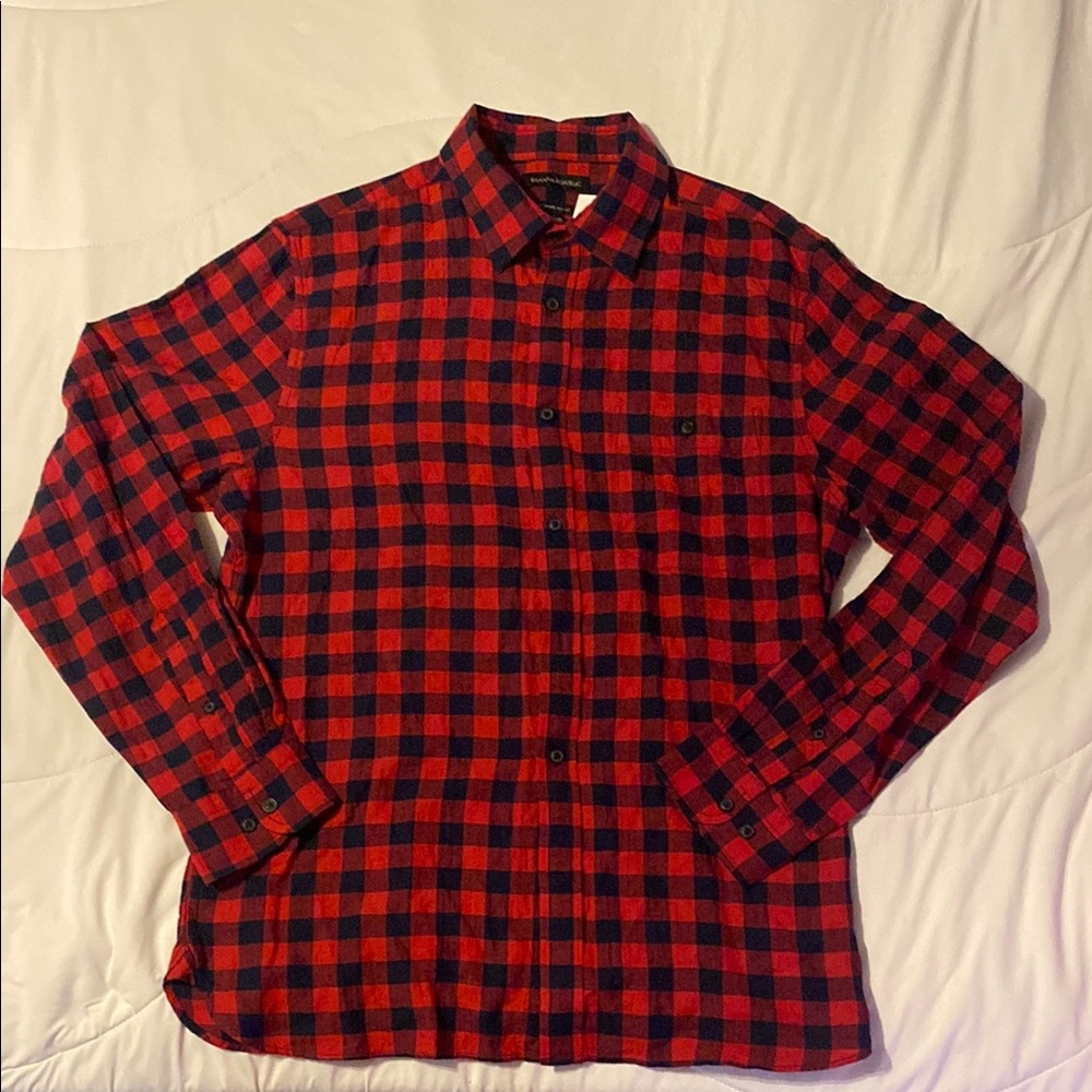 Banana Republic Red and Black Casual Button Down Shirt